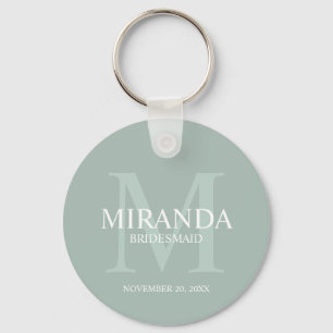 Personalized Bridesmaid's Monogram and Name Keychain