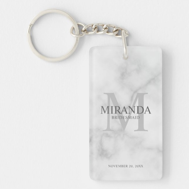 Personalized Bridesmaid's Monogram and Name Keychain (Front)