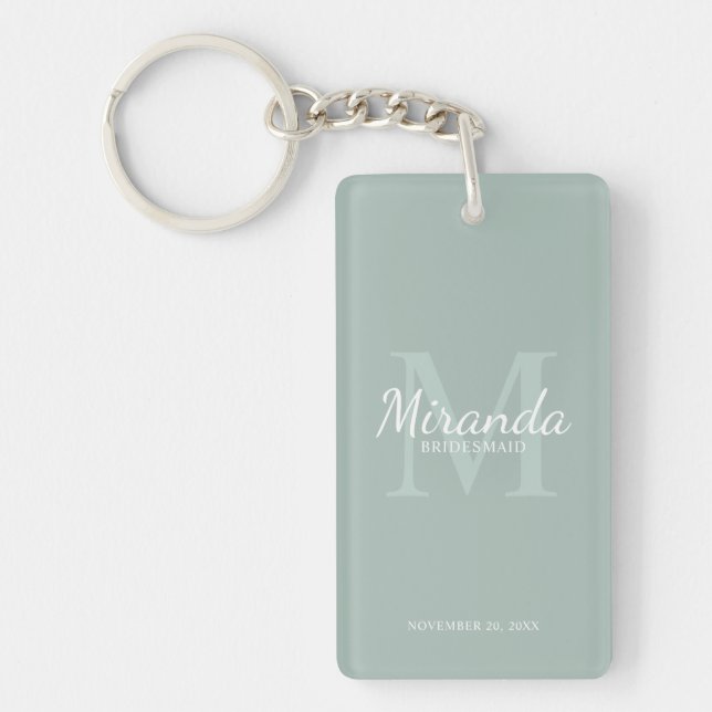 Personalized Bridesmaid's Monogram and Name Keychain (Front)