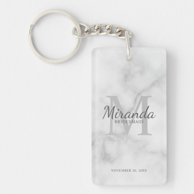 Personalized Bridesmaid's Monogram and Name Keychain (Front)