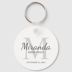 Personalized Bridesmaid's Monogram and Name Keychain