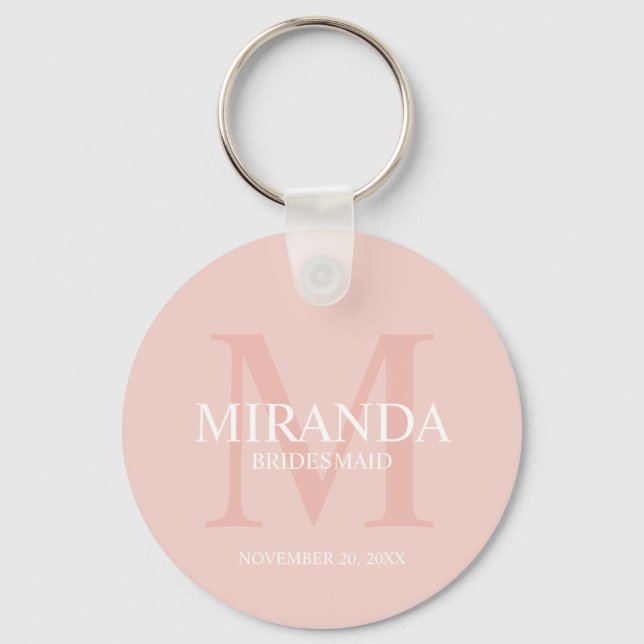Personalized Bridesmaid's Monogram and Name Keychain (Front)