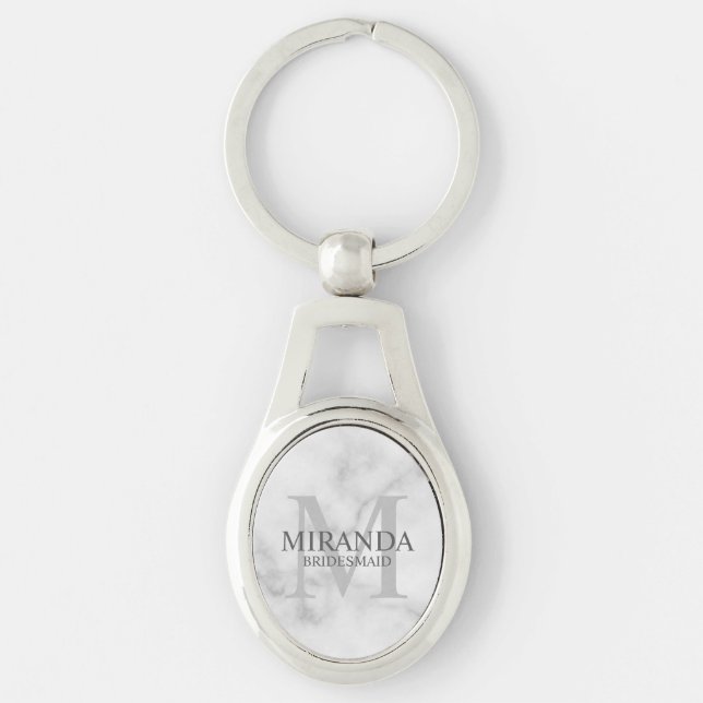 Personalized Bridesmaid's Monogram and Name Keychain (Front)