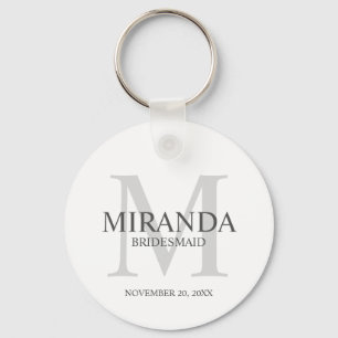 Personalized Bridesmaid's Monogram and Name Keychain