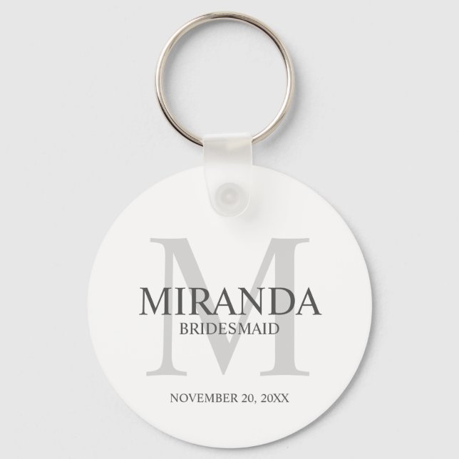 Personalized Bridesmaid's Monogram and Name Keychain (Front)