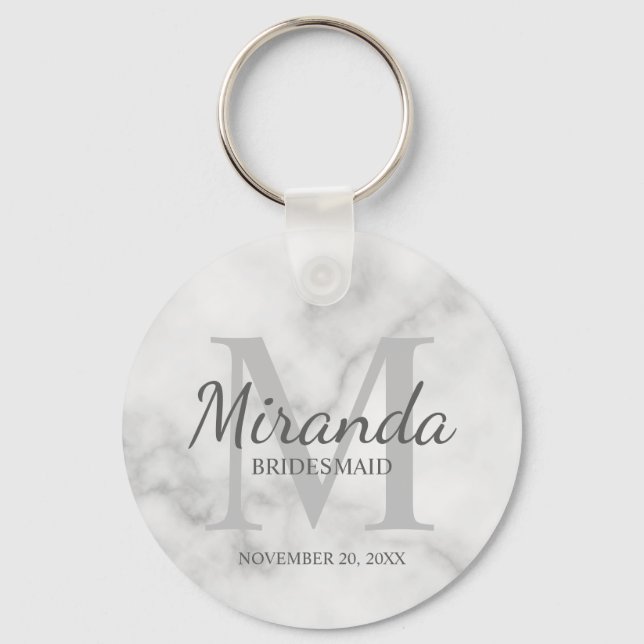 Personalized Bridesmaid's Monogram and Name Keychain (Front)