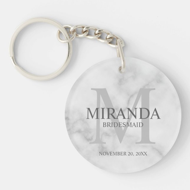 Personalized Bridesmaid's Monogram and Name Keychain (Front)