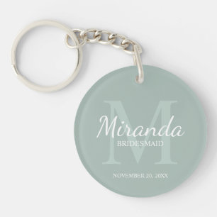 Personalized Bridesmaid's Monogram and Name Keychain
