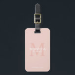 Personalized Bridesmaid's Monogram and Name Luggage Tag<br><div class="desc">Add a personal touch to your wedding with personalized bridesmaid's monogram and name gift. This design features personalized bridesmaid's name with title and wedding date in white and monogram in blush pink as background, in classic serif font style, on blush pink background. Also perfect for maid of honour, mother of...</div>
