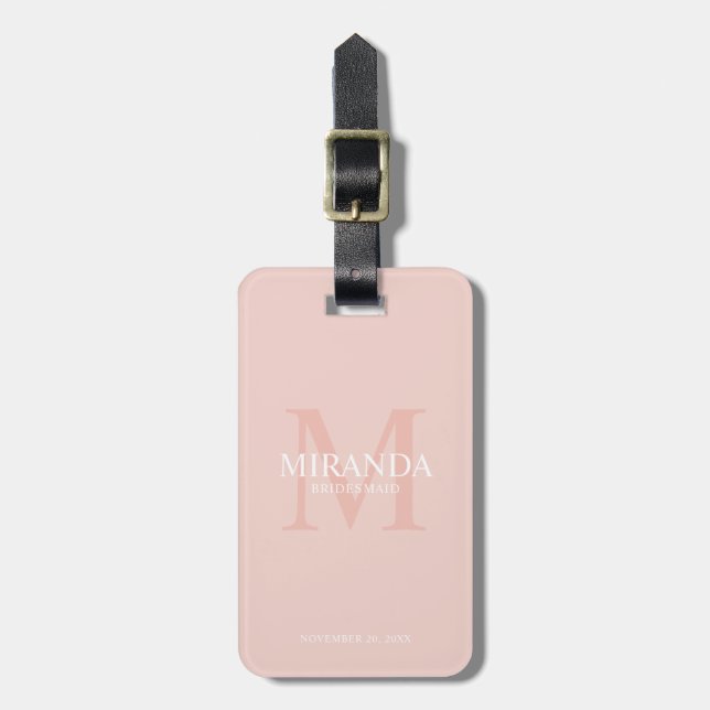 Personalized Bridesmaid's Monogram and Name Luggage Tag (Front Vertical)