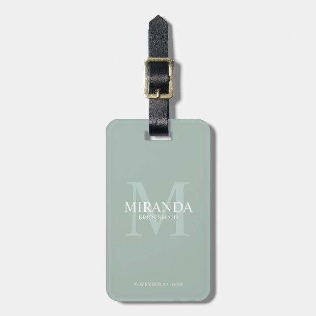 Personalized Bridesmaid's Monogram and Name Luggage Tag (Front Vertical)