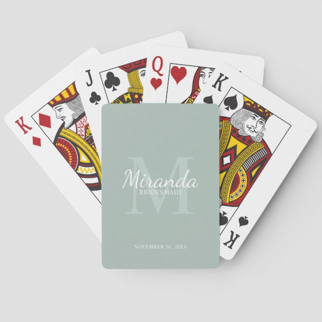 Personalized Bridesmaid's Monogram and Name Playing Cards (Back)