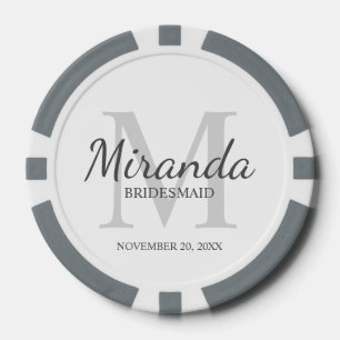 Personalized Bridesmaid's Monogram and Name Poker Chips