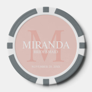 Personalized Bridesmaid's Monogram and Name Poker Chips