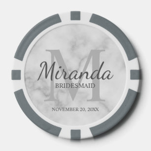 Personalized Bridesmaid's Monogram and Name Poker Chips