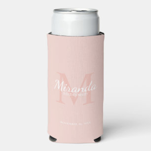 Personalized Bridesmaid's Monogram and Name Seltzer Can Cooler