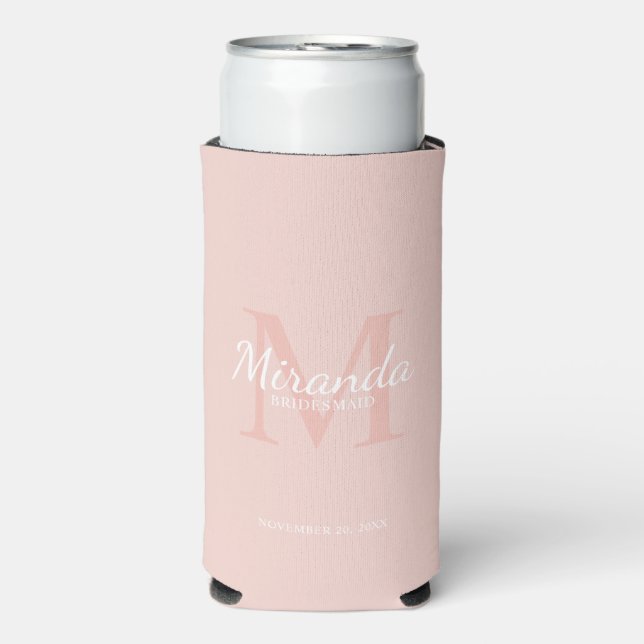 Personalized Bridesmaid's Monogram and Name Seltzer Can Cooler (Seltzer Front)