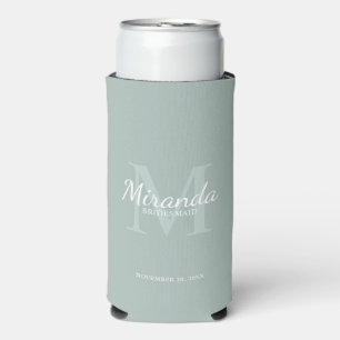 Personalized Bridesmaid's Monogram and Name Seltzer Can Cooler