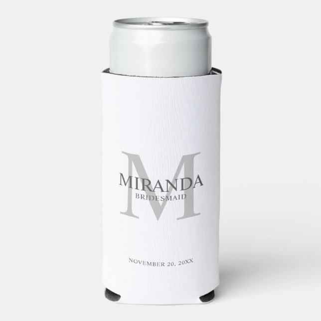 Personalized Bridesmaid's Monogram and Name Seltzer Can Cooler (Seltzer Front)