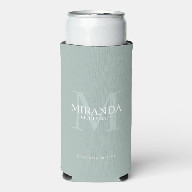 Personalized Bridesmaid's Monogram and Name Seltzer Can Cooler (Seltzer Front)