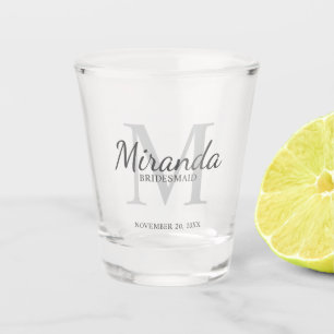 Personalized Bridesmaid's Monogram and Name Shot Glass