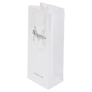 Personalized Bridesmaid's Monogram and Name Wine Gift Bag