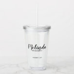 Personalized Bridesmaid's Name Acrylic Tumbler<br><div class="desc">Personalized Bridesmaids Gifts
featuring personalized bridesmaid's name in modern script font style with title and wedding date in modern sans serif font style.

Also perfect for Maid of Honour,  Flower Girl,  Mother of the Bride and more.</div>