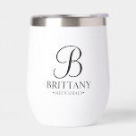 Personalized Bridesmaid's Name and Monogram<br><div class="desc">Elegant Personalized Bridesmaid Gifts
featuring personalized monogram in black elegant script font style with bridesmaid's name and title in classic serif font style on white background.

Also perfect for groomsmen,  best man,  father of the bride,  maid of honour,  flower girl,  mother of the bride and more.</div>