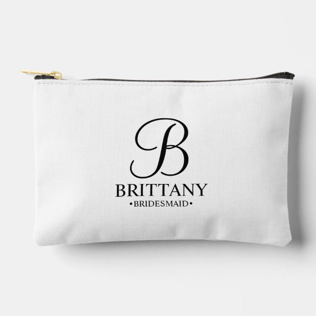 Personalized Bridesmaid's Name and Monogram Accessory Pouch (Front)
