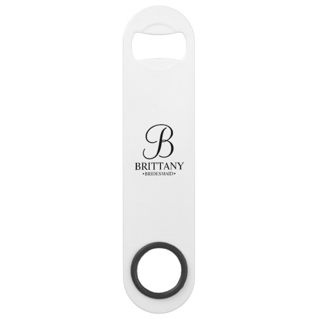 Personalized Bridesmaid's Name and Monogram Bar Key (Front)