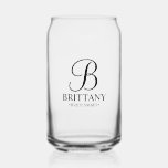 Personalized Bridesmaid's Name and Monogram Can Glass<br><div class="desc">Elegant Personalized Bridesmaid Gifts
featuring personalized monogram in black elegant script font style with bridesmaid's name and title in classic serif font style.

Also perfect for groomsmen,  best man,  father of the bride,  maid of honour,  flower girl,  mother of the bride and more.</div>