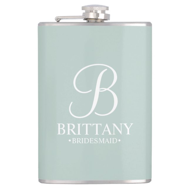 Personalized Bridesmaid's Name and Monogram Hip Flask (Front)