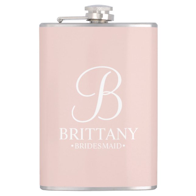 Personalized Bridesmaid's Name and Monogram Hip Flask (Front)
