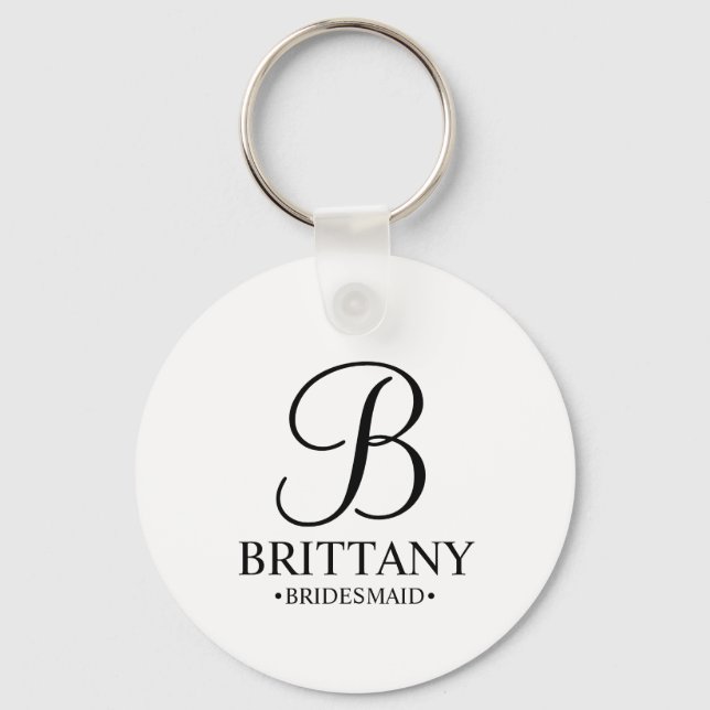 Personalized Bridesmaid's Name and Monogram Keychain (Front)