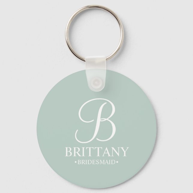 Personalized Bridesmaid's Name and Monogram Keychain (Front)