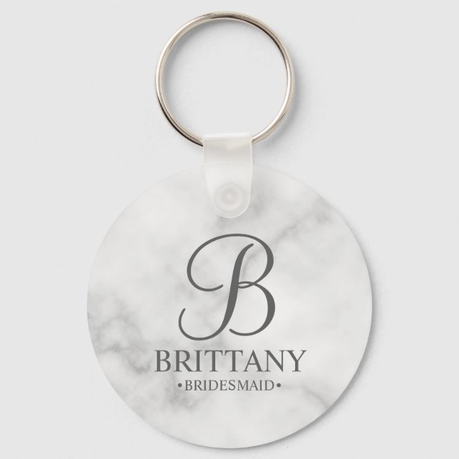 Personalized Bridesmaid's Name and Monogram Keychain (Front)