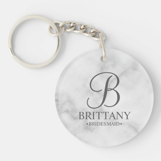 Personalized Bridesmaid's Name and Monogram Keychain (Front)