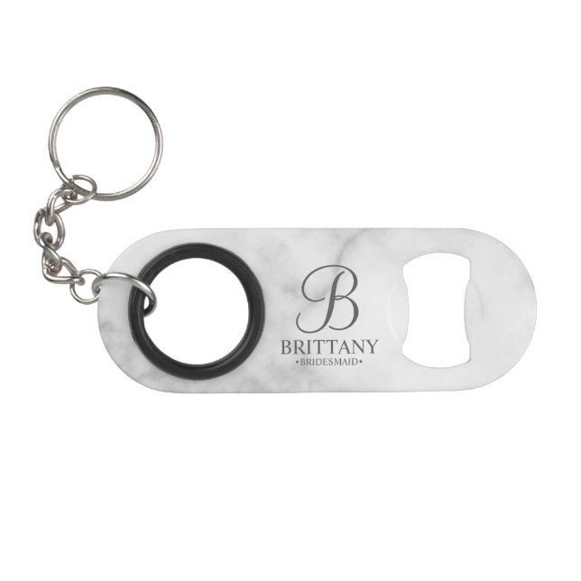 Personalized Bridesmaid's Name and Monogram Keychain Bottle Opener (Front (Horizontal))