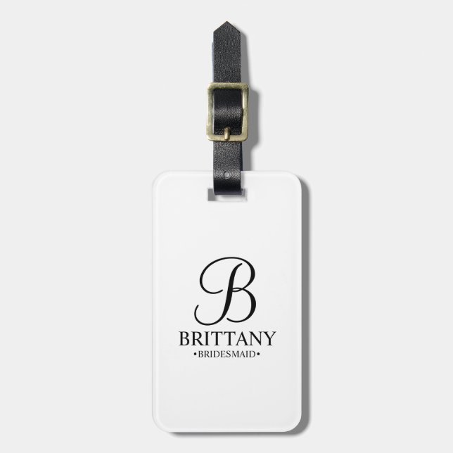 Personalized Bridesmaid's Name and Monogram Luggage Tag (Front Vertical)