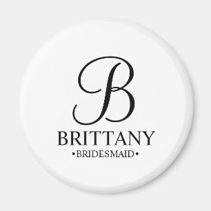 Personalized Bridesmaid's Name and Monogram Magnet