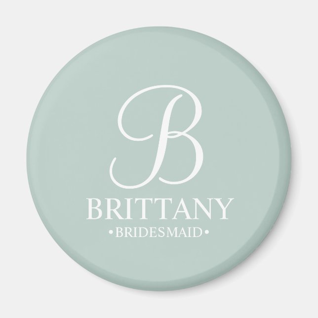 Personalized Bridesmaid's Name and Monogram Magnet (Front)