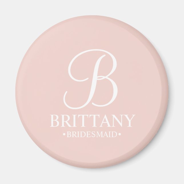 Personalized Bridesmaid's Name and Monogram Magnet (Front)