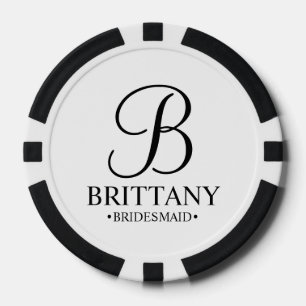 Personalized Bridesmaid's Name and Monogram Poker Chips