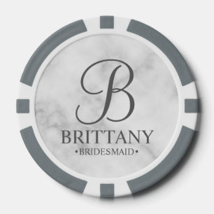 Personalized Bridesmaid's Name and Monogram Poker Chips