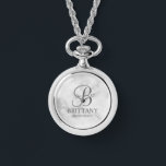 Personalized Bridesmaid's Name and Monogram Watch<br><div class="desc">Elegant Personalized Bridesmaid Gifts
featuring personalized monogram in grey elegant script font style with bridesmaid's name and title in classic serif font style on white marble background.

Also perfect for groomsmen,  best man,  father of the bride,  maid of honour,  flower girl,  mother of the bride and more.</div>