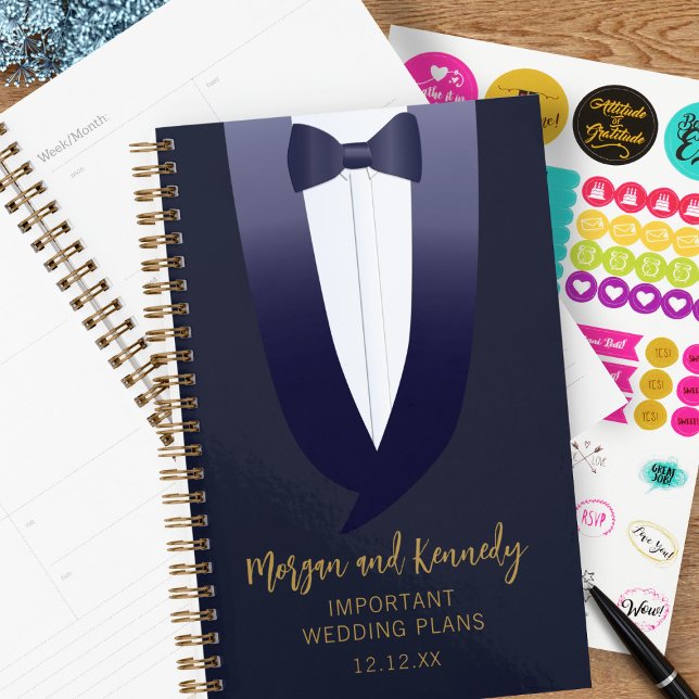 Personalized Bridesman Wedding Planner (A blue tuxedo wedding planner with space for name and wedding date)