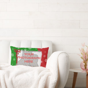 Personalized Bright and Cheerful Christmas Photo Lumbar Pillow