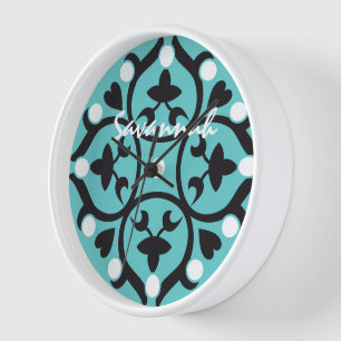 Personalized Bright Aqua Medallion or Any Colour Clock