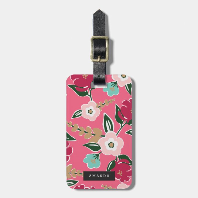 Personalized | Bright Blooms Luggage Tag (Front Vertical)