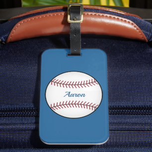 Personalized Bright Blue Baseball Luggage Tag Gift